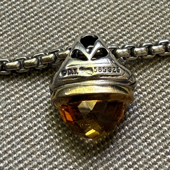 David Yurman Citrine acorn necklace with original Sterling Silver box chain - Picture 4 of 9